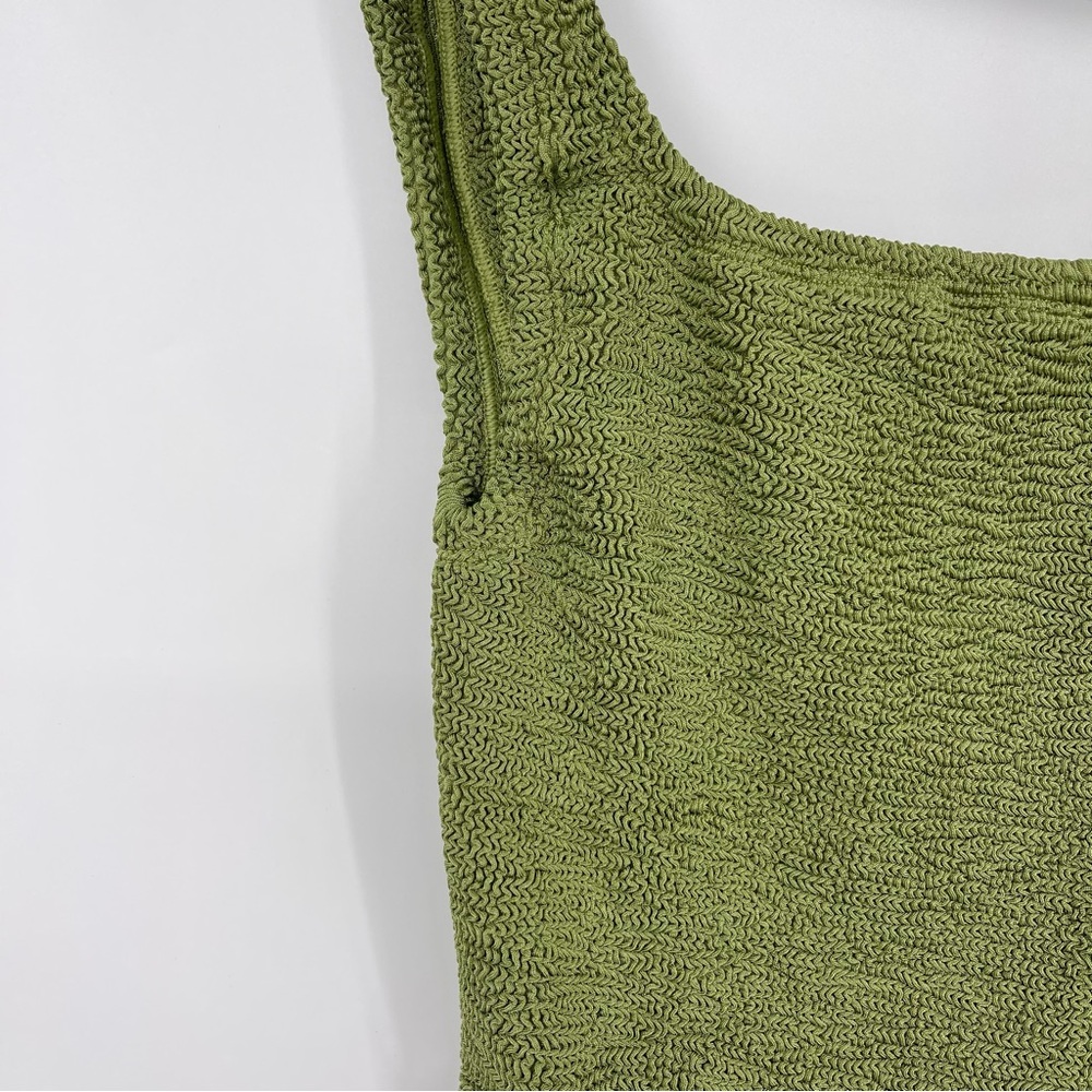 Hunza G Square Neck One Piece Metallica Khaki Swim Woman’s One Size - Picture 4 of 7
